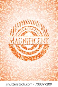 Magnificent orange mosaic emblem with background