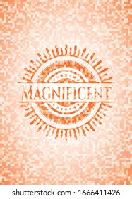 Magnificent orange mosaic emblem. Vector Illustration. Detailed.