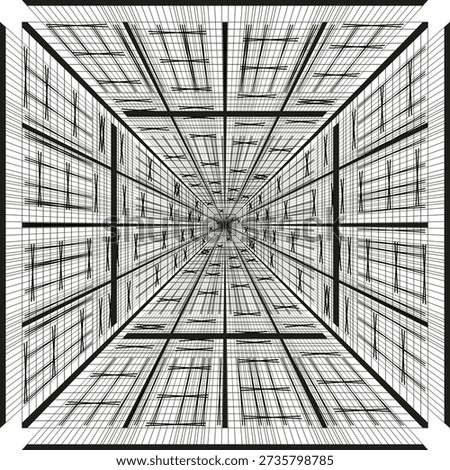 Magnificent perspective patterns. Sophisticated tunnel Vector. Incredible letter X illustrations. Professional grid backgrounds. EPS 10.