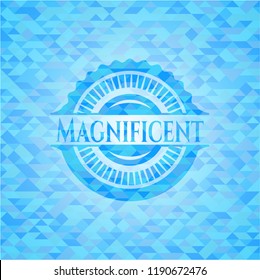 Magnificent realistic sky blue mosaic emblem