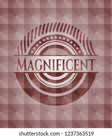 Magnificent red seamless emblem with geometric pattern.