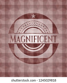 Magnificent red seamless geometric pattern emblem. Seamless.