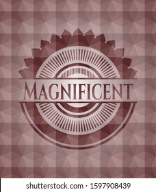 Magnificent red seamless polygonal badge.