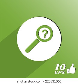 Magnifie with a question mark in the form of buttons. Made in vector