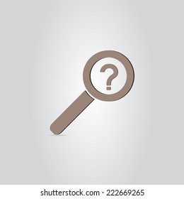 Magnifie with a question mark on a background. Made in vector