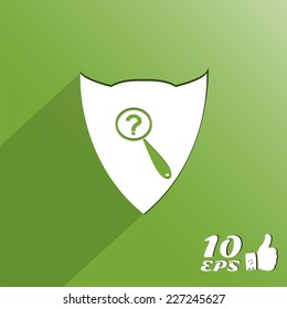Magnifie with a question mark on a background. Made in vector