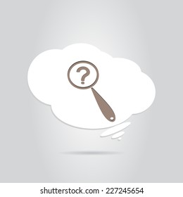 Magnifie with a question mark on a background. Made in vector