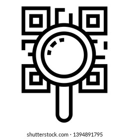 Magnified QR code icon. Outline magnified QR code vector icon for web design isolated on white background