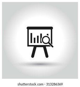 Magnified Rising Bars Presentation Chart Icon. Black Business Pictogram. vector illustration