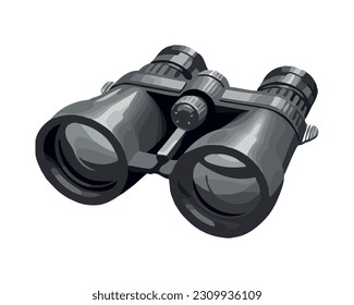 Magnified view of binoculars icon isolated