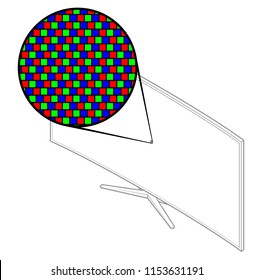 Magnified view showing subpixel arrangement on a flat screen LED television. Geometry: RGB diagonal.