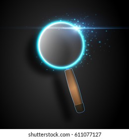 Magnifier, abstract with bright flare light. Vector illustraction