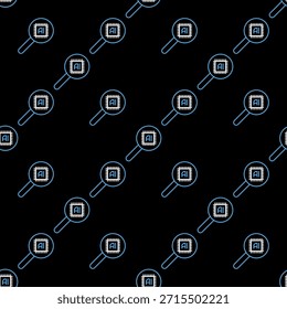 Magnifier with AI Chip vector AI Technology concept linear seamless pattern