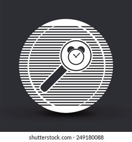 Magnifier with alarm clock icon. Flat design style. Made vector illustrator