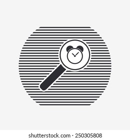 Magnifier with alarm clock icon. Flat design style. Made vector illustrator