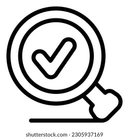 Magnifier approved icon outline vector. Creative target. App idea