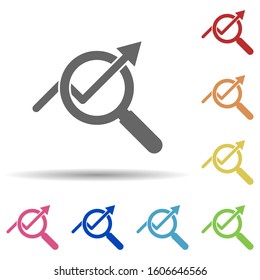 magnifier, arrow, up, business multi color style icon. Simple glyph, flat vector of business icons for ui and ux, website or mobile application