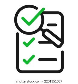 Checkliste für die Bewertung von 'Magnifier' Feedback- oder Checkliste-Konzept, Vektorgrafik