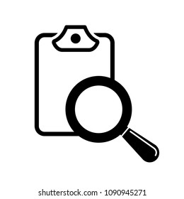 Magnifier assessment checklist icon. Vector flat style symbol.