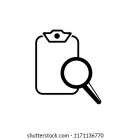 Magnifier assessment checklist icon. Vector flat style symbol.