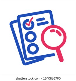 Icono de lista de comprobación de evaluación del ampliador. Símbolo vector de estilo plano.