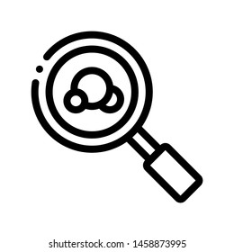 Magnifier Bacteria Microbe Vector Thin Line Icon. Organic Germ Bacteria Cosmetic, Natural Component Linear Pictogram. Eco-friendly, Cruelty-free Product, Molecular Analysis Contour Illustration