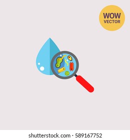 Lupa con icono de bacterias y virus
