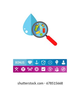 Magnifier with Bacteria and Virus Icon