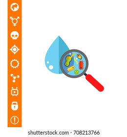 Magnifier with Bacteria and Virus Icon