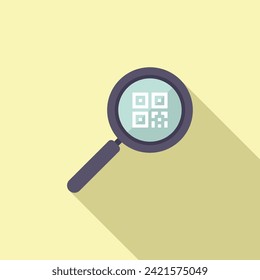 Magnifier bar code icon flat vector. Sign design device. Hold symbol bar