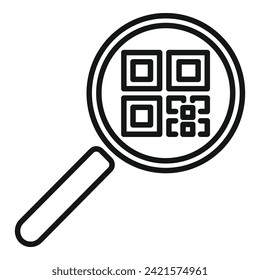 Vector de contorno del icono de código de barras de ampliación. Firmar dispositivo de diseño. Barra de símbolos de retención