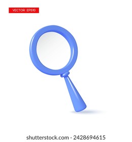 Magnifier, big tool, loupe instrument. Search icon. 3d render vector illustration.