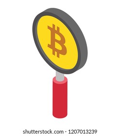 
A magnifier with bitcoin representing bitcoin search 
