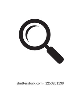 Magnifier - black icon on white background vector illustration for website, mobile application, presentation, infographic. Lens concept sign. SEO - search engine optimization Graphic design element. 