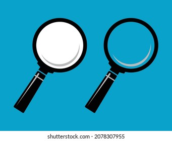 Magnifier black vector illustration isolated on blue background