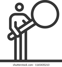 Magnifier, bold line stick figure icon. The illustration is vector, editable stroke, 48x48 pixel perfect. Crafted with precision and eye for quality.