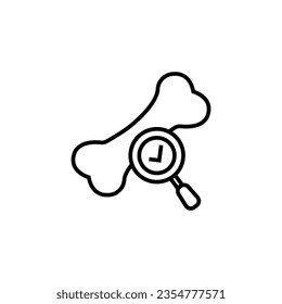 Magnifier with bone concept of orthopedic research icon