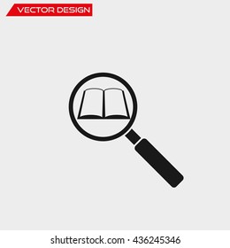 Magnifier and book icon