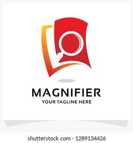 Magnifier Book Logo Design Template Inspiration