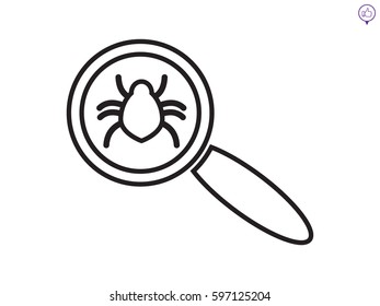 magnifier, bug, virus, icon, vector illustration eps10