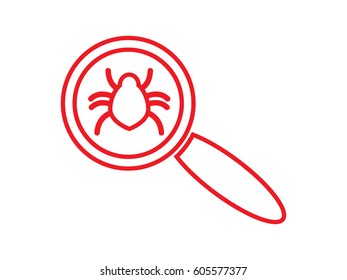 magnifier, bug, virus, icon, vector illustration eps10