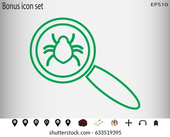 magnifier, bug, virus, icon, vector illustration eps10