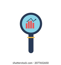 Magnifier. Business schedule. Vector illustration