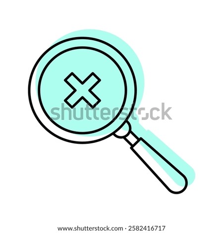 Magnifier Cancel color shadow thinline icon, vector, pixel perfect, illustrator file