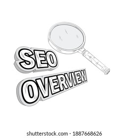 descripción general de SEO de lupa y leyenda