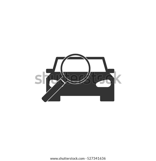 Magnifier car icon flat. Illustration isolated\
vector sign symbol