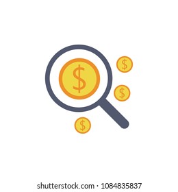 magnifier and cents colored icon. Element of bankings for mobile concept and web apps. Detailed magnifier and cents colored icon can be used for web and mobile on white background
