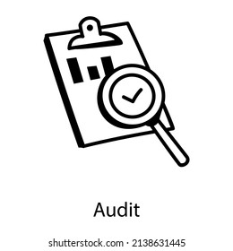 Magnifier with chart paper denoting hand drawn icon of audit 

