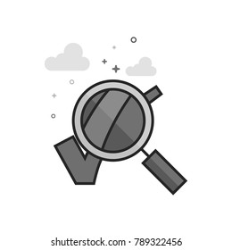 Magnifier check mark icon in flat outlined grayscale style. Vector illustration.