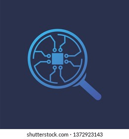 Magnifier Chip Connection Circle Logo